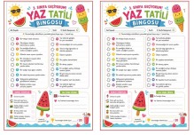 Yaz tatili için bingo etkinliği