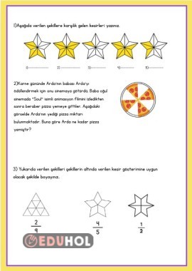 3.sınıf kesirler etkinlik kağıdı