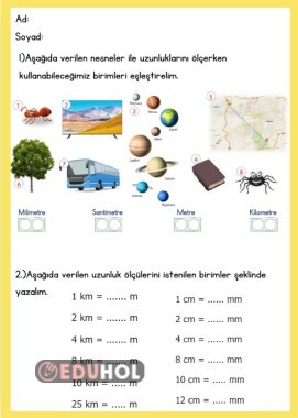 4. sınıf uzunluk ölçme çalışma kağıdı