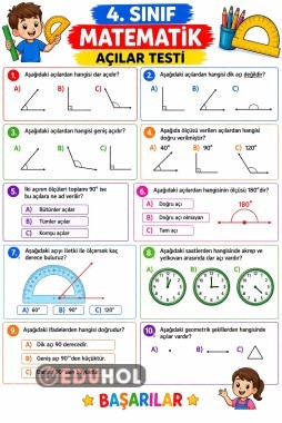 4. SINIF MATEMATİK AÇILAR TESTİ