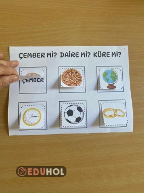 Geometrik Şekil ve Cisimler- Çember Daire Küre Aç Kapa Etkinlik