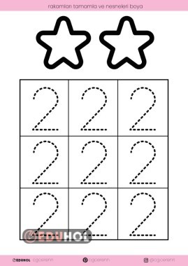 2 Rakamı Çizgi Çalışması (20 sayfa) - kolay