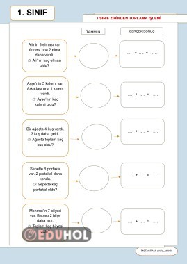 1. SINIF ZİHİNDEN TOPLAMA İŞLEMİ -2