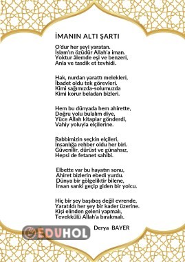 imanın altı şartı şiir okuma sayfası
