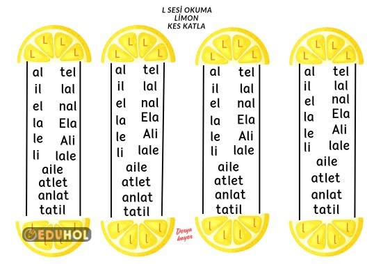 L sesi okuma limon etkinliği ( 4 öğrencilik)