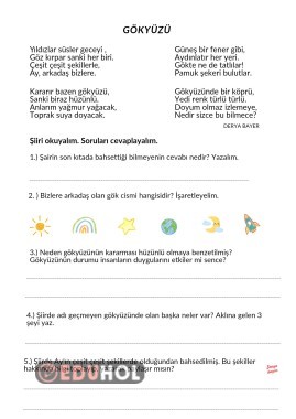 Okuduğunu anlama ( Gökyüzü şiir)