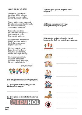 Okuduğunu anlama ( Haklarım ve Ben  şiir  )