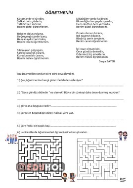 Okuduğunu anlama ( Öğretmenim şiir)