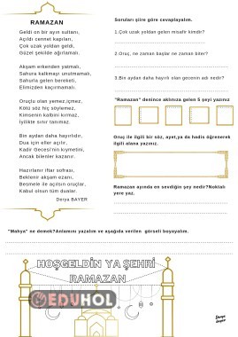 Okuduğunu anlama ( Ramazan şiir)