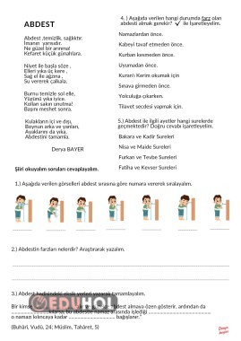 Okuduğunu anlama ( şiir abdest)