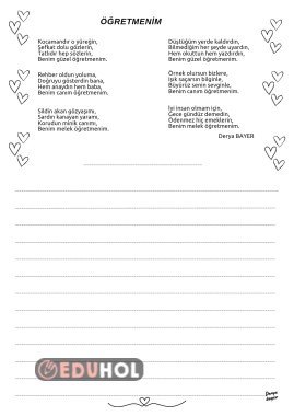 Şiir yazma sayfası ( Öğretmenim  )