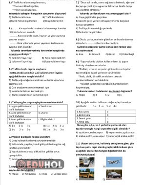 Trafik Dersi Mini Test 10 Soru · Eduhol - Etkinlik İndir Oyun Oyna Test ...