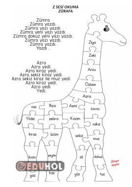 Z sesi okuma ve boyama Zürafa etkinliği