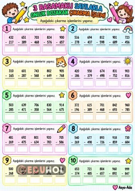 3 Basamaklı Sayılar ile Onluk Bozarak Çıkarma