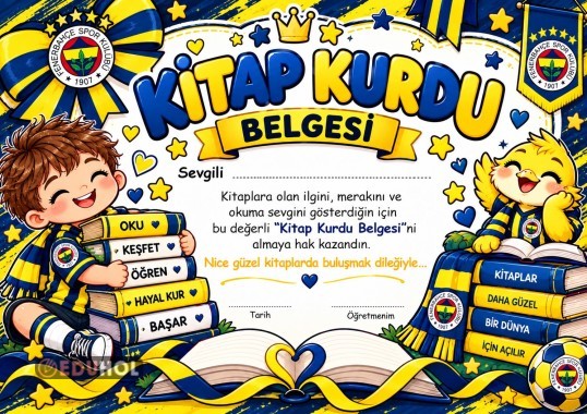 Erkek Öğrenci Kitap Kurdu Belgeleri