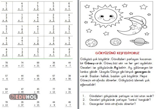 okuma anlama ve eldeli toplama 3lü toplama
