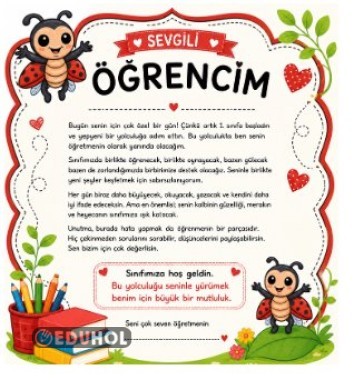 uğur böcekli öğrenci ilk gün mektubu