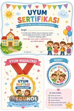 Uyum haftası sertifika madalya rozet