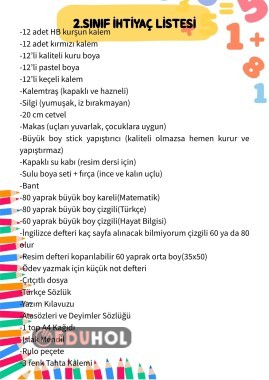 2.SINIF İHTİYAÇ LİSTESİ