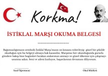 İSTİKLAL MARŞI EZBERLEME BELGESİ