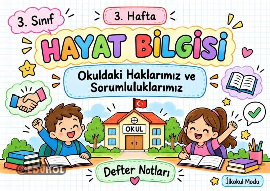3. HAFTA DEFTER NOTLARI HAYAT BİLGİSİ RENKLİ VE RENKSİZ