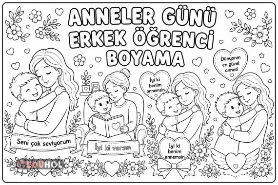 ANNELER GÜNÜ ERKEK ÖĞRENCİ BOYAMA SAYFALARI