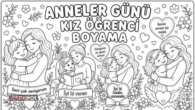 ANNELER GÜNÜ KIZ ÖĞRENCİ BOYAMA SAYFALARI