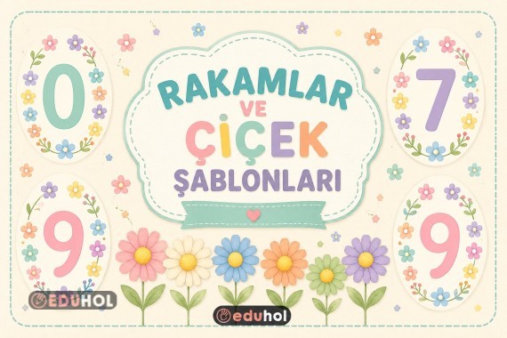 BAHAR TEMALI RAKAMLAR VE ÇİÇEK ŞABLONLARI