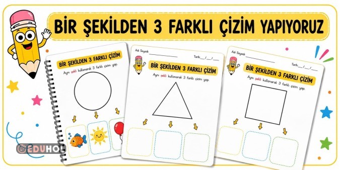 BİR ŞEKİLDEN 3 FARKLI ÇİZİM YAPIYORUZ