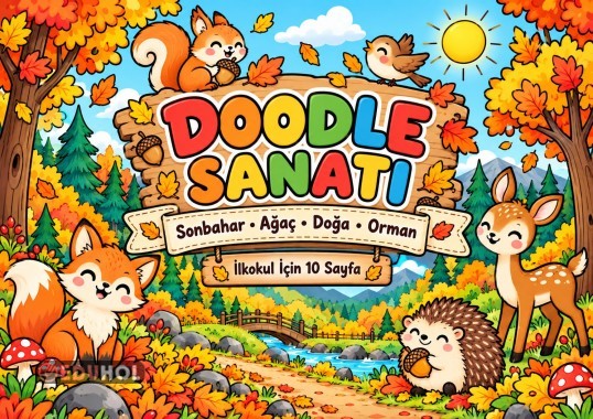 DOODLE SANAT BOYAMASI 10 SAYFA RENKLİ VE RENKSİZ
