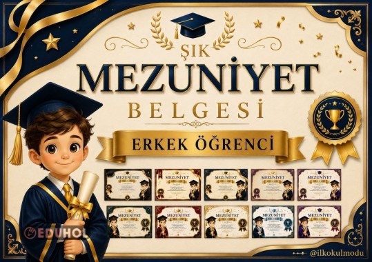 ERKEK ÖĞRENCİ MEZUNİYET BELGESİ (10 FARKLI RENK)