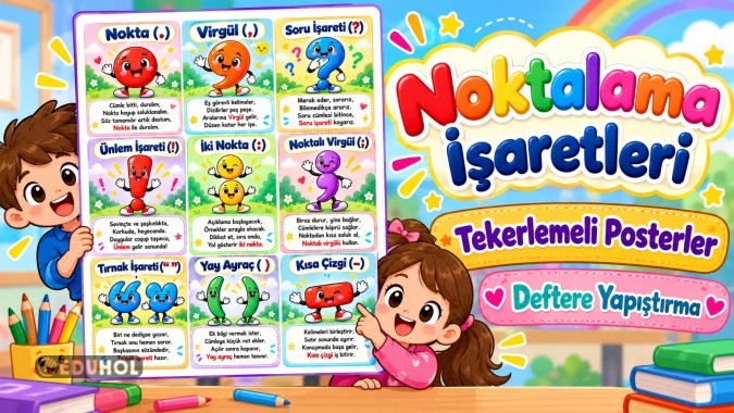 TEKERLEMELİ NOKTALAMA İŞARETLERİ -DEFTERE YAPIŞTIRMA VE POSTERLER