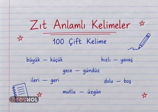 ZIT ANLAMLI KELİMELER 100 ÇİFT