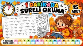 SAYILI KELİMELER İLE OKUMA HIZI ÖLÇME -15 ADET