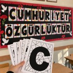 29 EKİM PANO- GEOMETRİK HARF BOYAMA