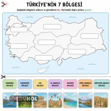 3. Sınıf Bölgeler Kes Yapıştır Çalışma Etkinliği