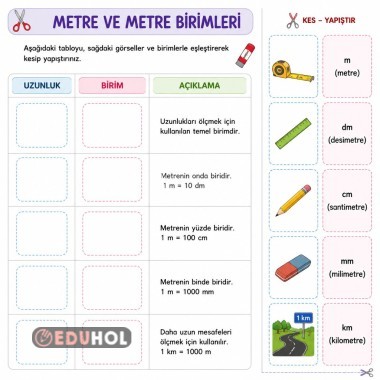 3. Sınıf Metre ve Metre Birimleri Etkinlik Kağıdı