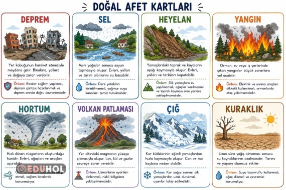 Doğal Afet Kartları 2. Ünite Sosyal Bilgiler