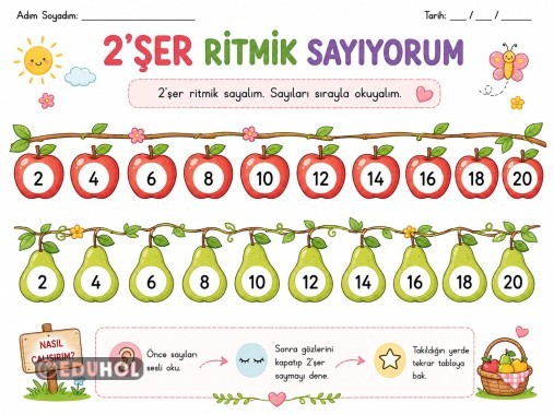 İkişer ritmik sayma sayfası