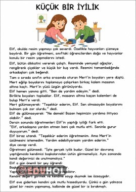 Türkçe - Erdemlerle öyküleyici metin