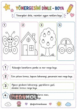 Yönergeleri dinle ,görselleri boya