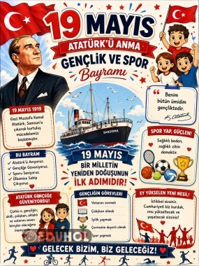 19 MAYIS ATATÜRK'Ü ANMA, GENÇLİK VE SPOR BAYRAMI PANOSU