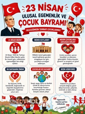 23 NİSAN ULUSAL EGEMENLİK VE ÇOCUK BAYRAMI PANOSU