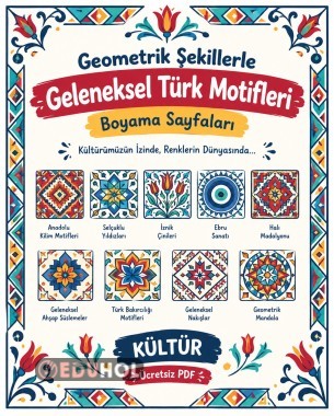 GEOMETRİK ŞEKİLLERLE TÜRK MOTİFLERİ BOYAMA