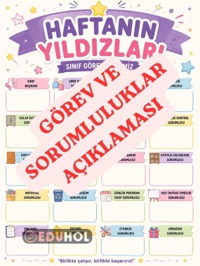 HAFTANIN YILDIZLARI GÖREV TANIMLARI 21 SAYFA (SINIF İÇİ SORUMLULUK PANOSU)