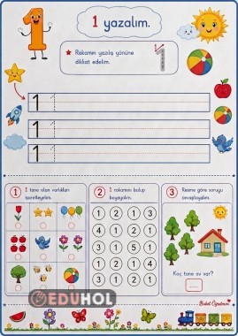1 Rakamı Çalışma Kağıdı