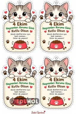 4 Ekim Hayvanları Koruma Günü Hediyelik Mama Etiketi 2