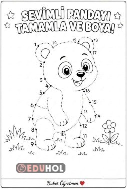 Sevimli Pandayı Tamamla ve Boya (1-20 Arası Sayı Sıralama) 🐼