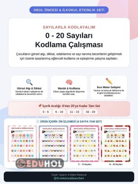 0-20 Sayıları Kodlama Çalışması (Toplam 4 Sayfa)