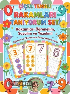 Çiçek Temalı Rakamları Tamıyorum Seti (0’dan 9’a) - Renkli